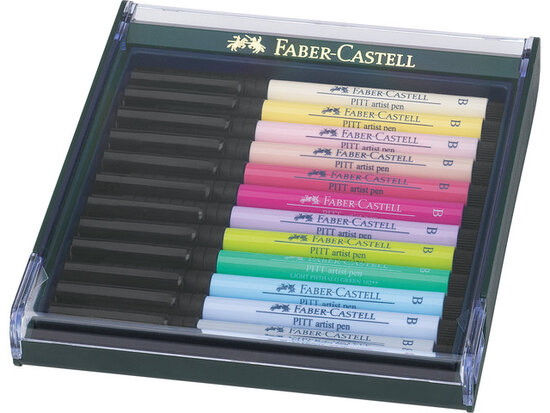  Faber-Castell Pitt Artist Pen Brush set 12 stuks pastel