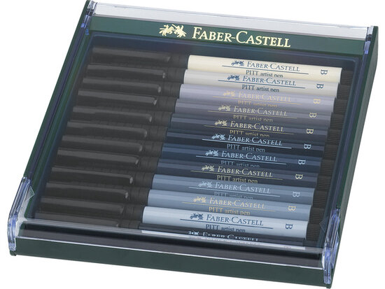  Faber-Castell Pitt Artist Pen Brush set 12 stuks grijstinten