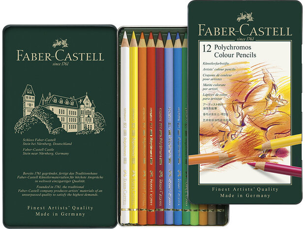 Faber-Castell Polychromos Kleurpotloden 12 in blik
