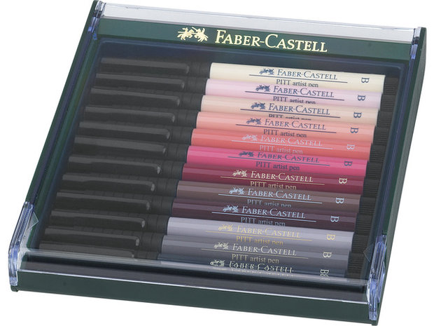  Faber-Castell Pitt Artist Pen Brush set 12 stuks huidskleuren